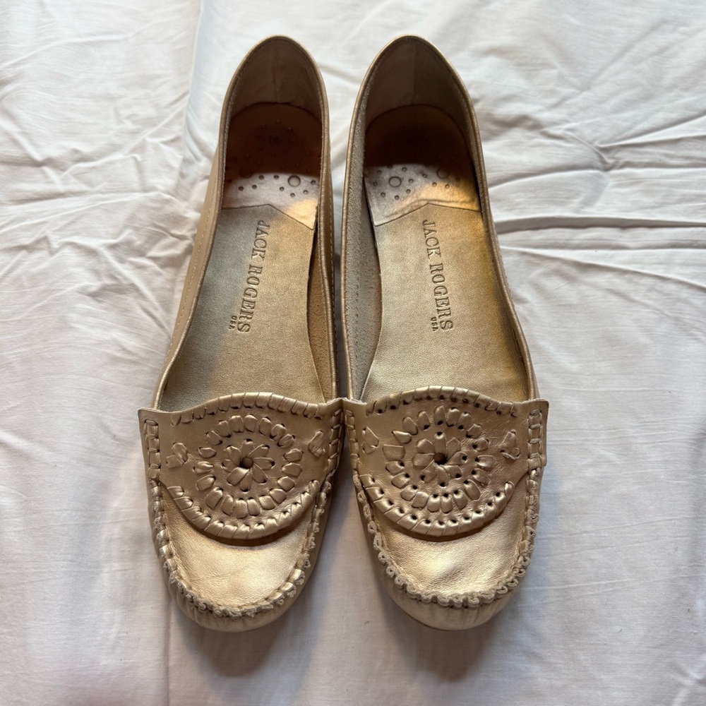 Jack Rogers Women's Metallic Gold Moccasins - Picture 3 of 7
